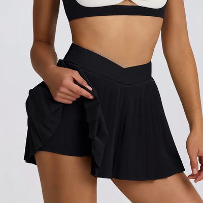 SPARK Casual V-shaped Waist Band Pleated Tennis Skirt QY6538