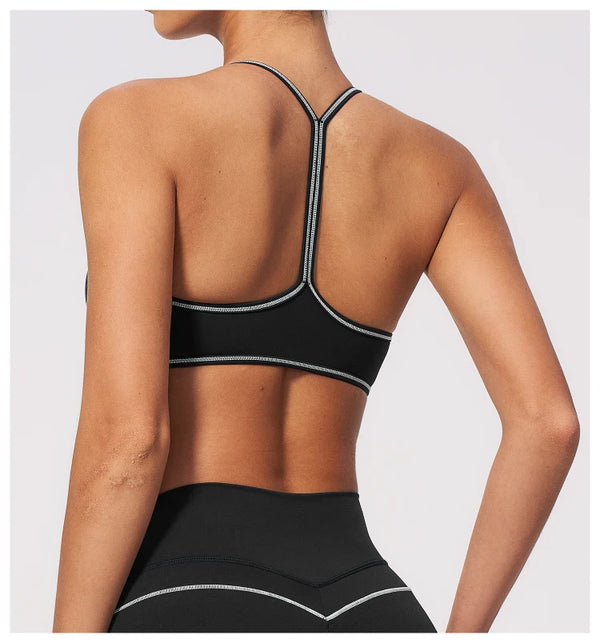 SPARK Women's Color-Block V-neck Halter Yoga Bra ZC9615