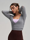 SPARK Chic Long Sleeve Wrap Tie Yoga Top RQ7418