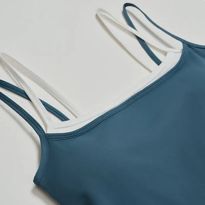 SPARK Fake Two-Piece Square Neck Yoga Tank Top ZC3092