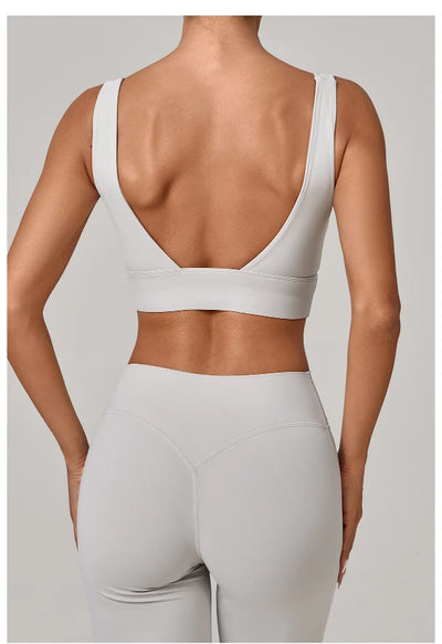 SPARK Women's Wide Hem High Support Open Back Yoga Bra QS25010