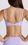 SPARK Contrast White Stripe Fake Two-Piece Twist Sports Bra QY6549