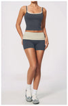 SPARK Women's Fold-Over Waist Naked-Feel Yoga Shorts ZC2570