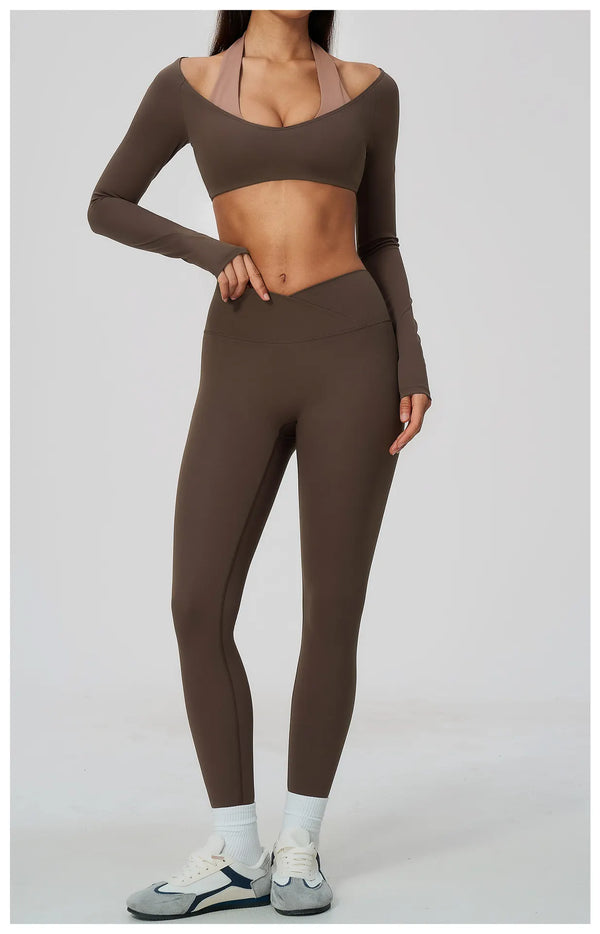 SPARK Women's Naked-Feel Cross Waist Yoga Leggings ZC2588