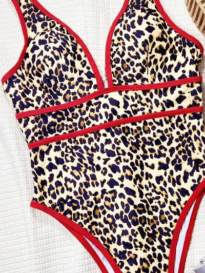 SPARK Leopard Print Deep V One Piece Swimsuit CHUSG270WX