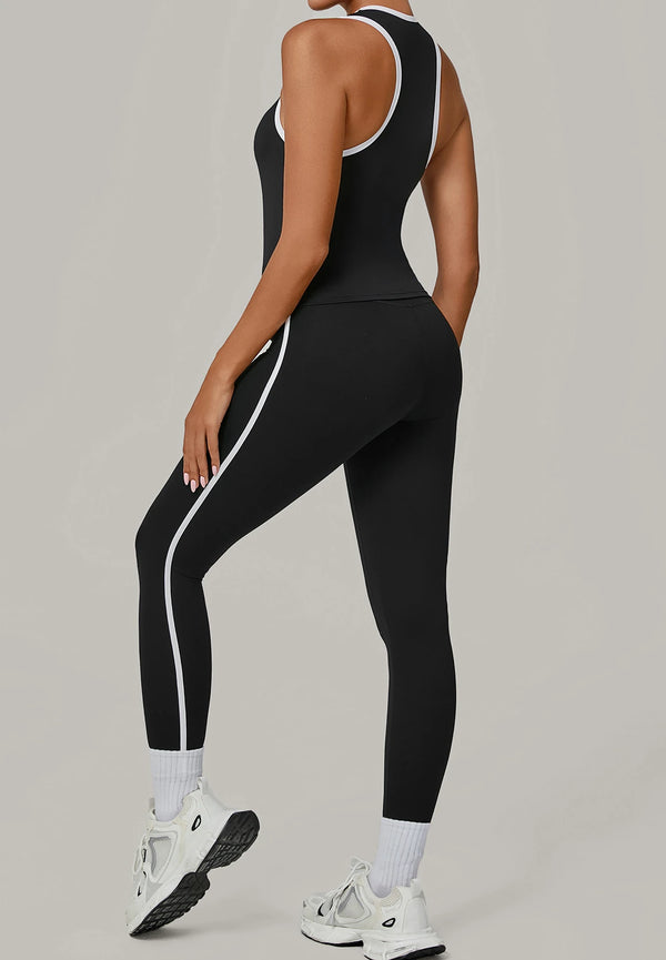 SPARK Color Block Naked-feel Fit Yoga Fitness Two-piece Set TF7709