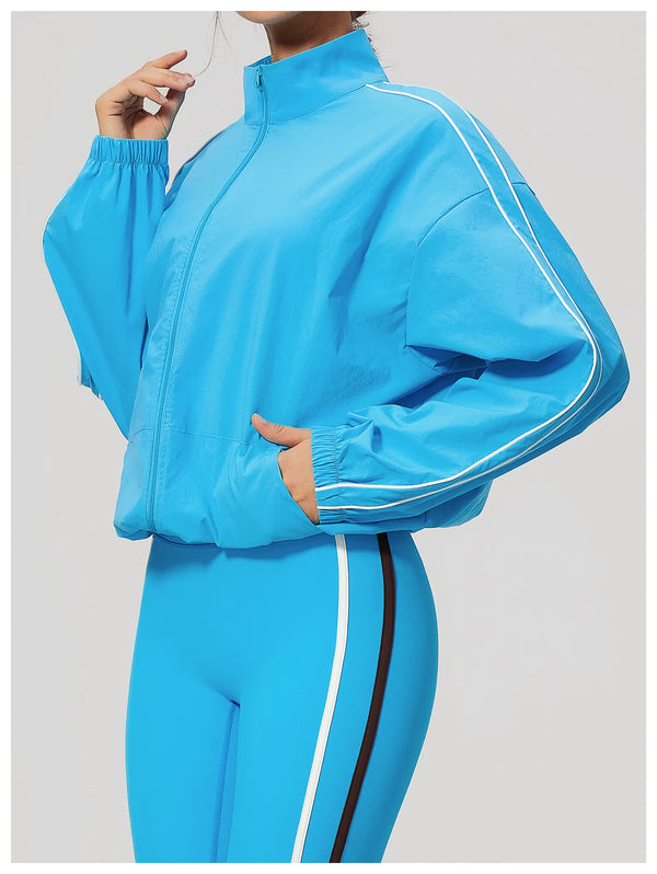 SPARK Women’s Color-Block Stand-Collar Zip-Up Jacket ZC3616-1