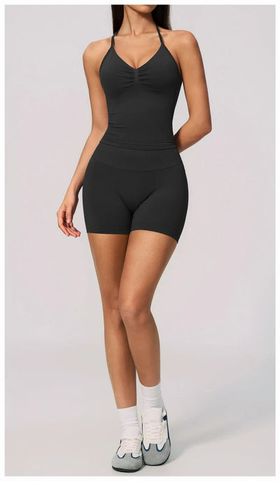 SPARK Seamless Halter V-Neck Open-Back Tank Top ZC4535