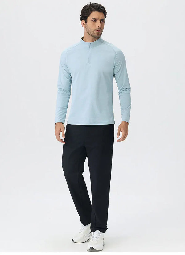 SPARK Men's Half-zip Cotton-Linen Feel Casual Workout & Running Top 61530YEL