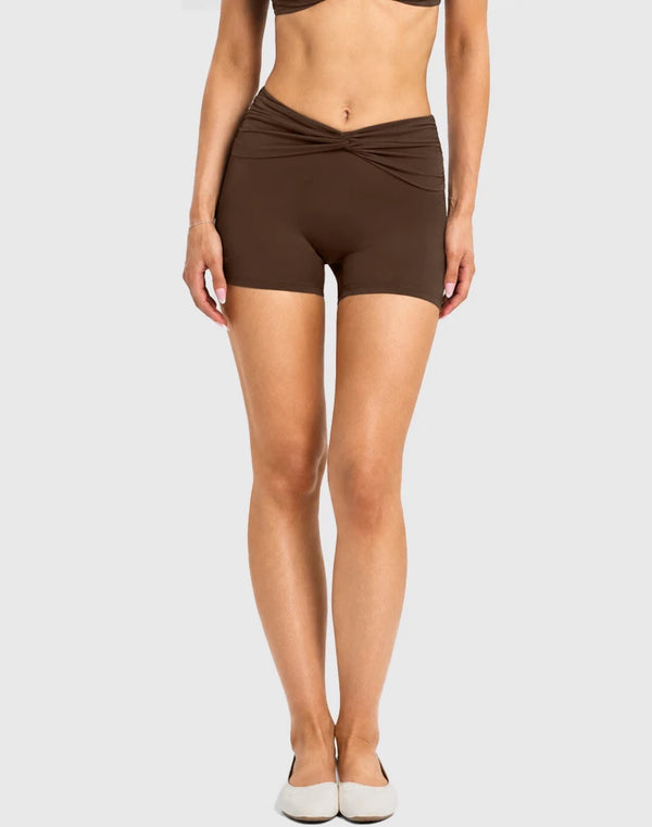 SPARK Shirred Waist Yoga Shorts for Women FNK26071