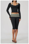 SPARK Women’s Color Block Stripe Yoga Long Sleeve Top ZC4549