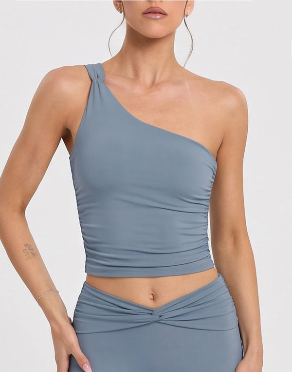 SPARK One-shoulder Twisted Yoga Tank Top for Women FNK26071