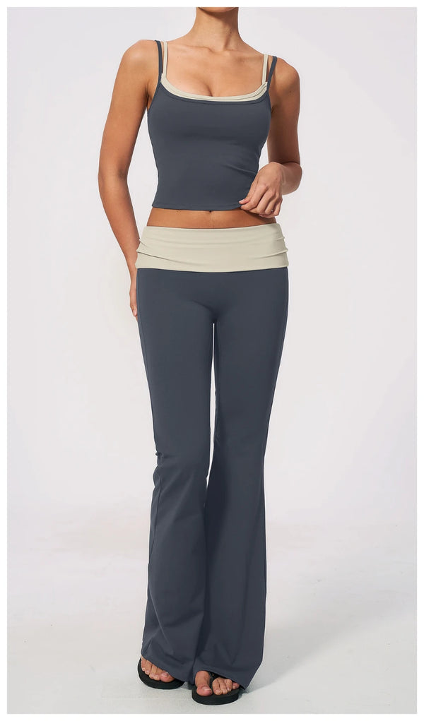 SPARK Women's Contrast Color Fake Two-Layer Yoga Tank Top ZC2570