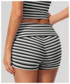 SPARK Women's Striped Fold-Over Waist Yoga Shorts ZC4556