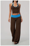 SPARK Color-block V-neck Halter Yoga Tank Top ZC9639