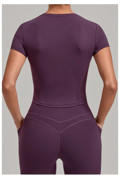 SPARK Women's Summer Fitted Short-Sleeve Yoga T-Shirt QS1369