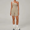 SPARK Color Block Asymmetric One-Shoulder Yoga Bodysuit for Women TF1977