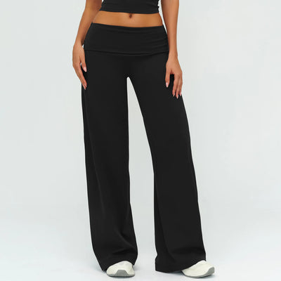 SPARK Women's Folded Waist Yoga Wide Leg Pants ZC5529