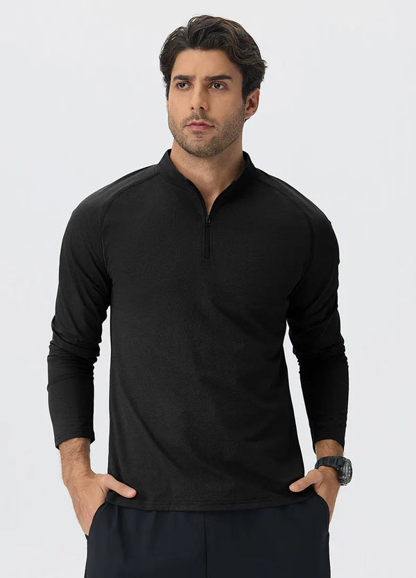 SPARK Men's Half-zip Cotton-Linen Feel Casual Workout & Running Top 61530YEL