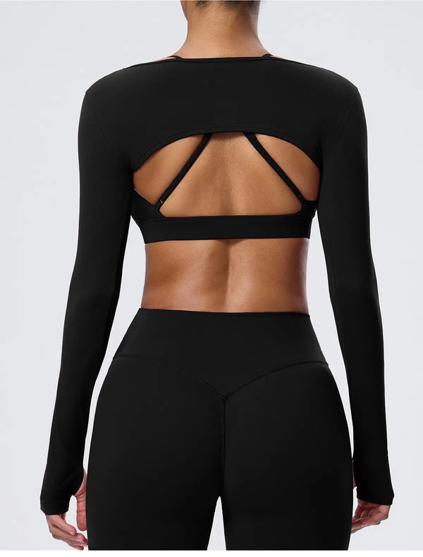 SPARK Women's Naked-Feel Brushed Long Sleeve Yoga Cover-Up Top YEL62538