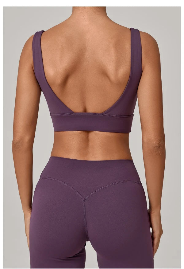 SPARK Women's Wide Hem High Support Open Back Yoga Bra QS25010