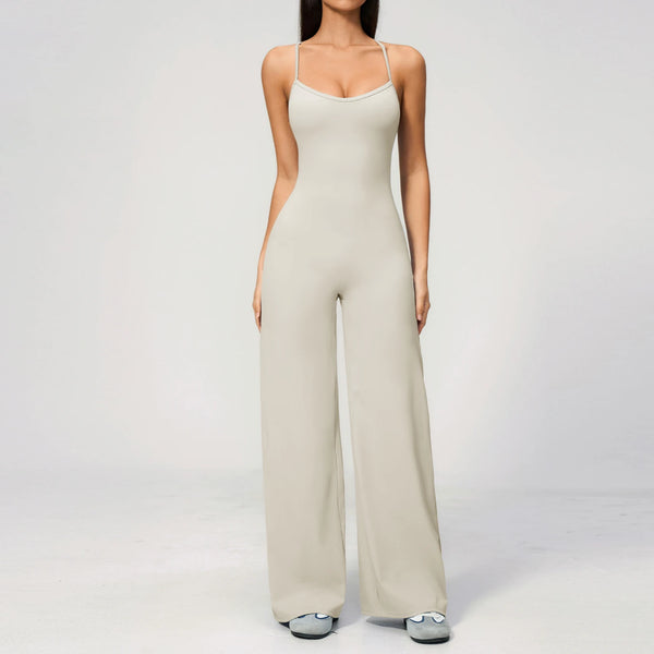 SPARK Cross Back Yoga Flared Jumpsuit For Women ZC4529