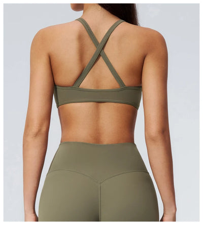 SPARK Women's Shockproof U-Neck Cross Back Yoga Sports Bra ZC5560
