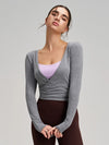 SPARK Chic Long Sleeve Wrap Tie Yoga Top RQ7418