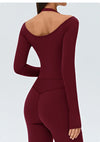 SPARK Women's Cross Ruched V-Neck Long-Sleeve Yoga Top DS526059