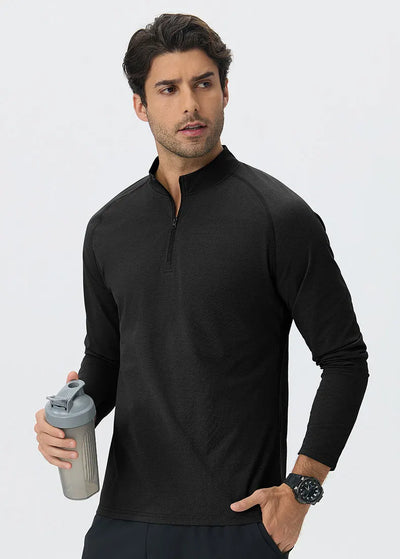 SPARK Men's Half-zip Cotton-Linen Feel Casual Workout & Running Top 61530YEL