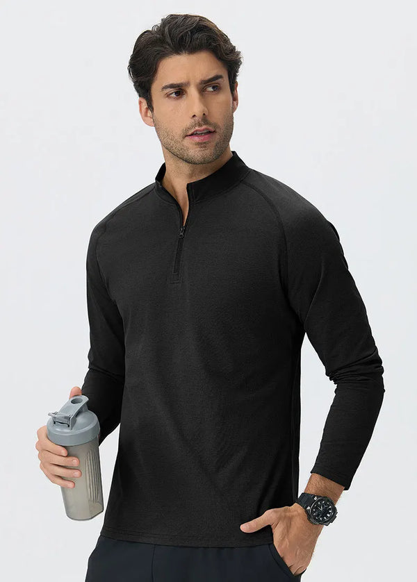 SPARK Men's Half-zip Cotton-Linen Feel Casual Workout & Running Top 61530YEL