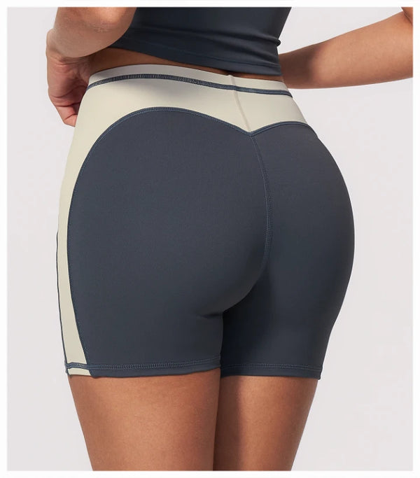 SPARK High Waist Color Block Peach Lift Butt Yoga Shorts ZC2567