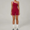 SPARK Color Block Asymmetric One-Shoulder Yoga Bodysuit for Women TF1977