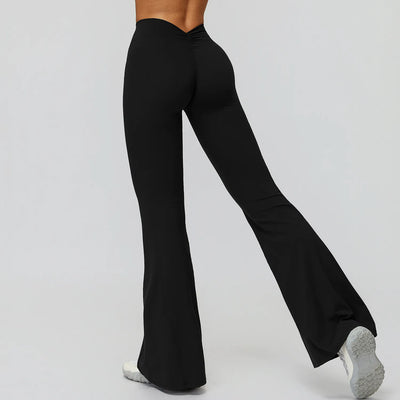 Back Waist Scrunch Flared Pants for Women 
