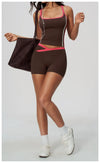 SPARK Women’s Color-Block Crossover Backless Workout Tank Top ZC2578