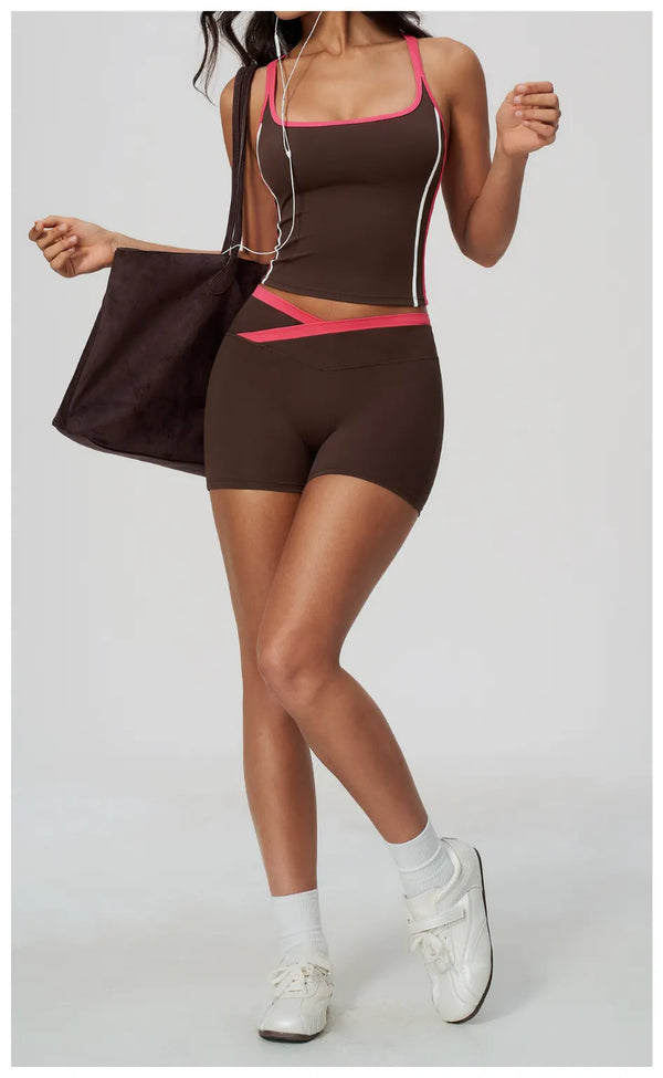 SPARK Women’s Color-Block Crossover Backless Workout Tank Top ZC2578