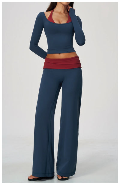 SPARK Women’s Color Block Halter Yoga Long Sleeve Top ZC2585