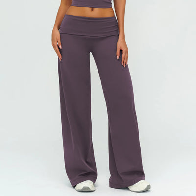SPARK Women's Folded Waist Yoga Wide Leg Pants ZC5529
