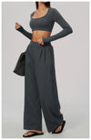SPARK Women's U-Neck Long-Sleeve Crop Yoga Top ZC9599