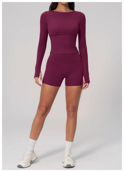 SPARK Summer Buttery-Soft Brushed Yoga Fitness Long Sleeve Yoga Top ZC2551