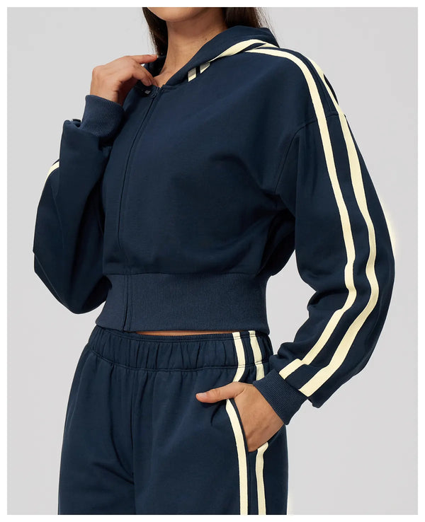 SPARK Women’s Color Block Cropped Hooded Jacket | Thick Warm Athletic & Casual Jacket ZC3005
