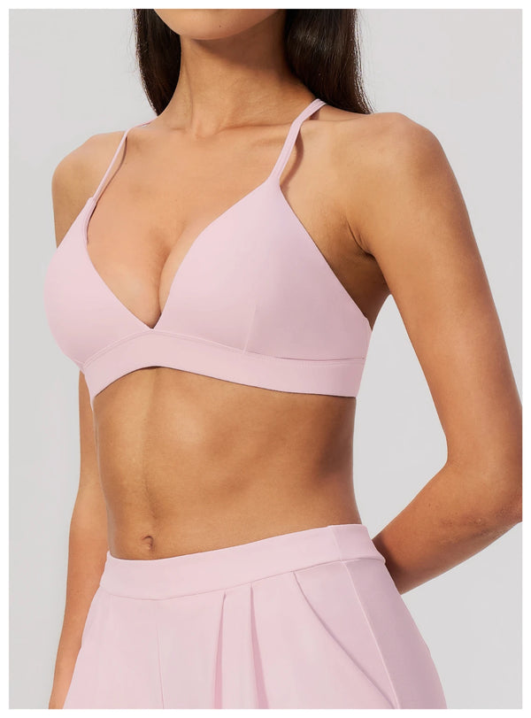 SPARK Women's Brushed V-Neck Cross-Back Yoga Bra ZC8793