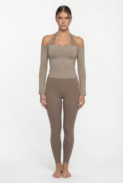 SPARK Fake Two-Piece Color-Block Fitness Yoga Top FNK881301