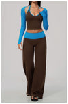 SPARK Color-block V-neck Halter Yoga Tank Top ZC9639