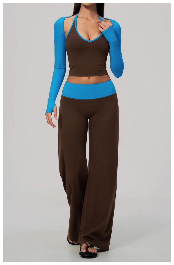SPARK Color-block V-neck Halter Yoga Tank Top ZC9639