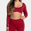 SPARK Fake Two Pieces Fitness Cropped Top RXW3006