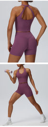 SPARK Women's Halter Neck Yoga Tank Top Open Back YEL62125