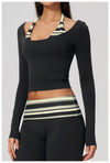 SPARK Women’s Color Block Stripe Yoga Long Sleeve Top ZC4549