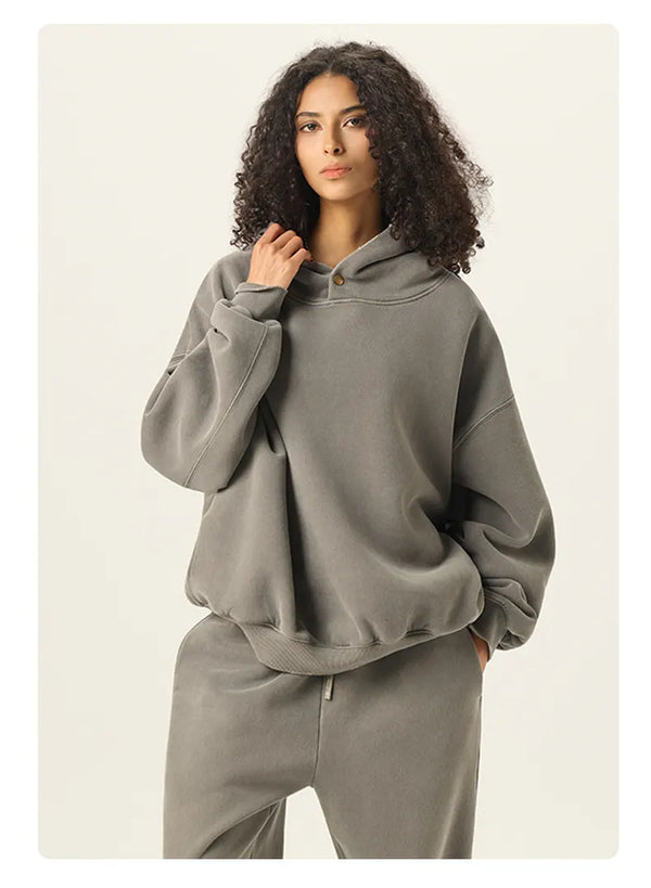 SPARK Unisex Washed-Style Plush-Lined Sweatshirt Set PL8305