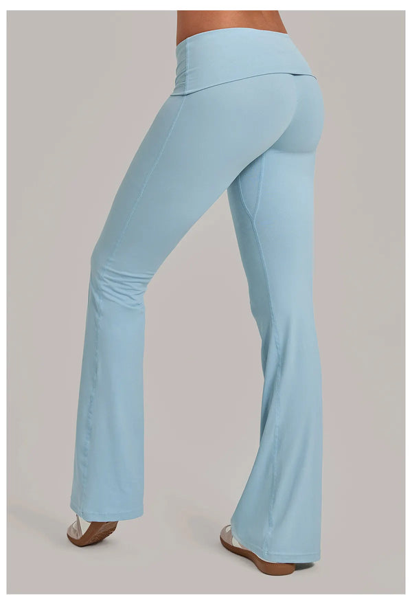 SPARK Women’s Fold-Over Waist Butt-Lifting Yoga Flare Pants TF2257